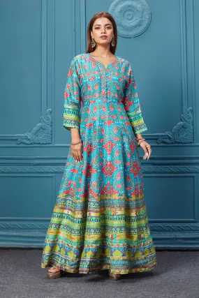 510023 Light Blue Embroidered Anarkali Set