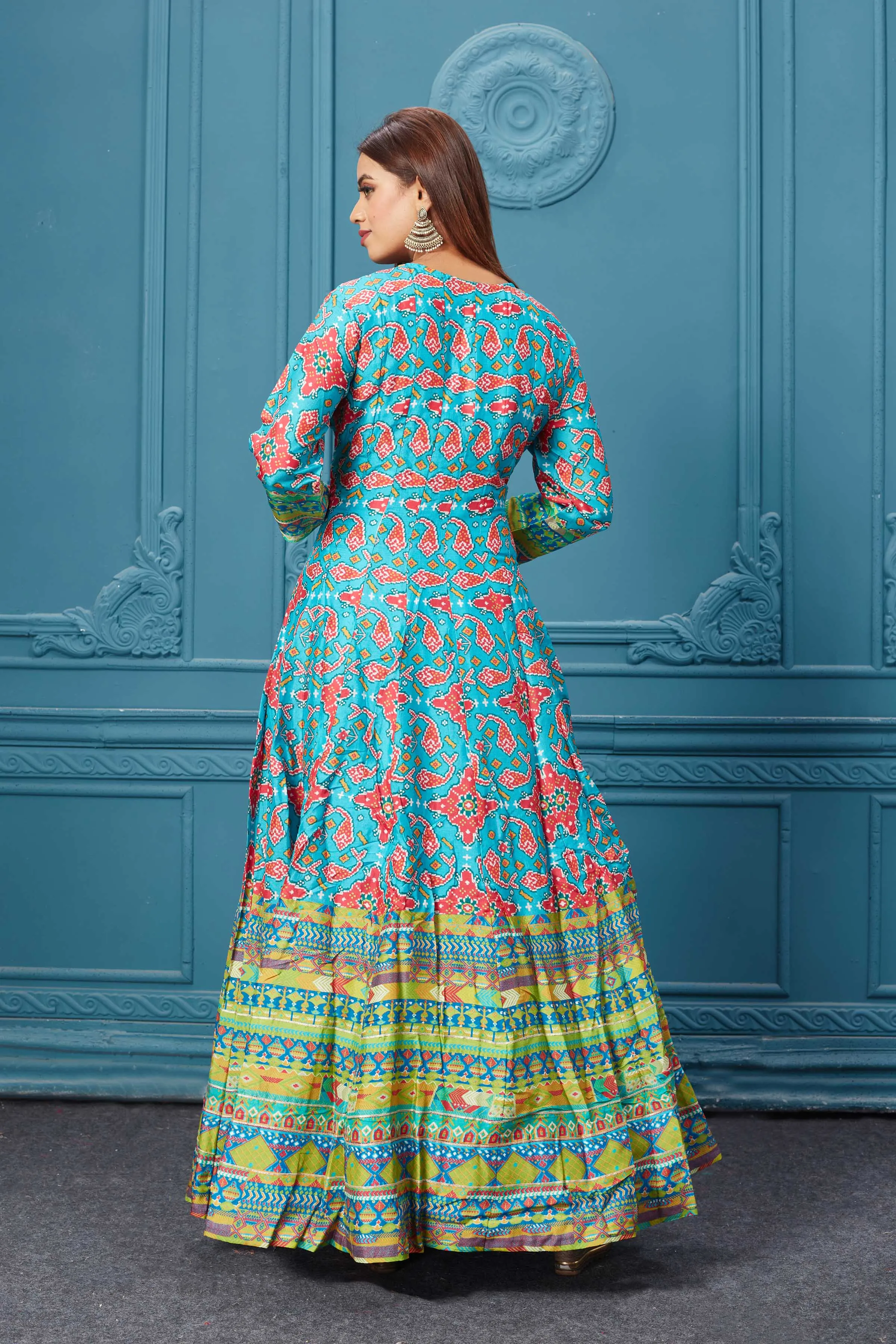 510023 Light Blue Embroidered Anarkali Set