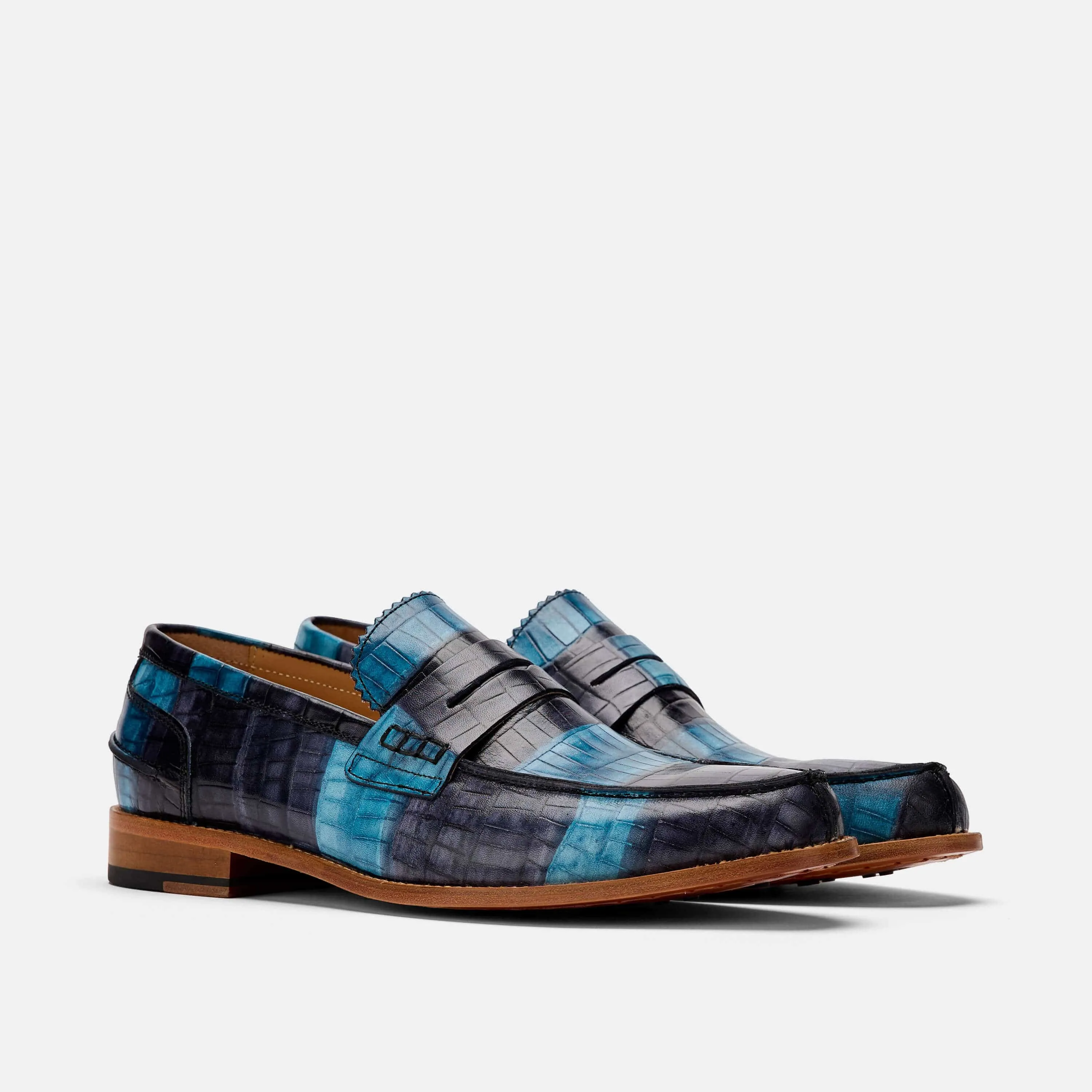 Abe Blue Haze Leather Penny Loafers