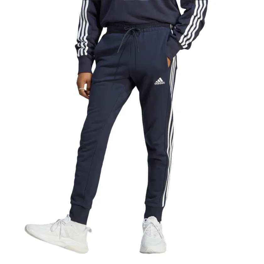 Adidas sports trousers in brushed cotton with Essentials Tapered Cuff band and cuff IC9406 legend ink