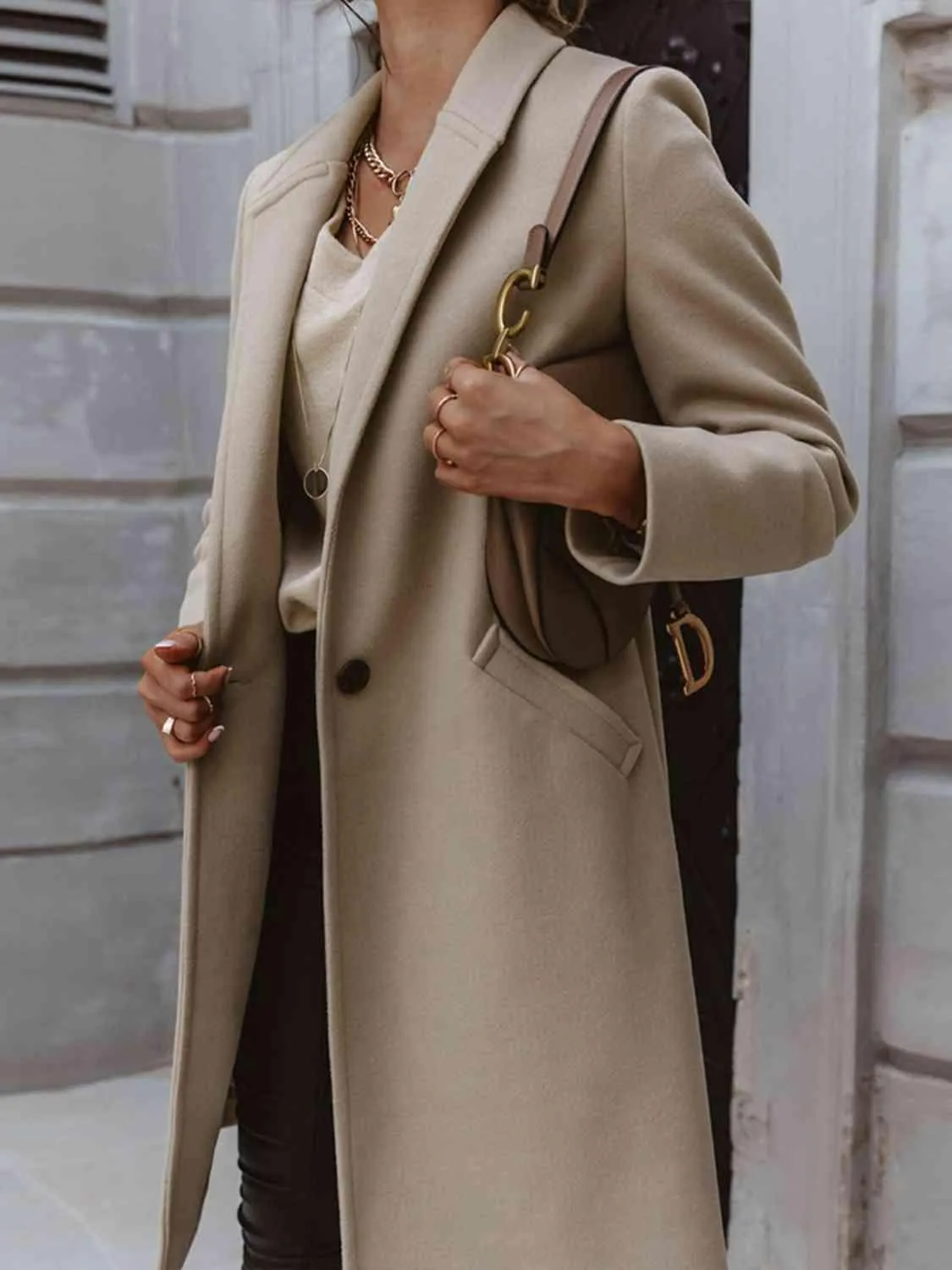 Alex Long Sleeve Longline Coat with Pockets