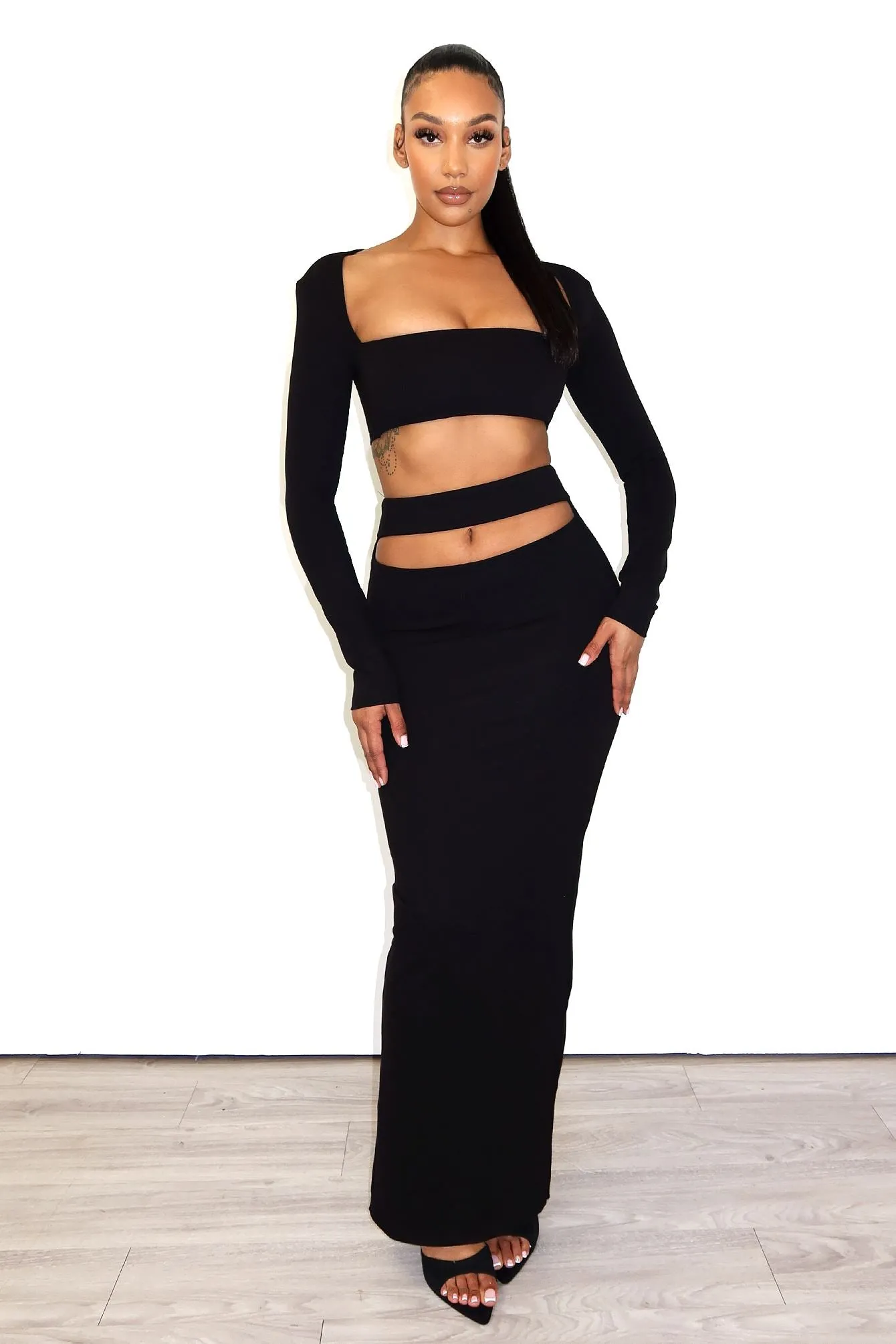 Amanda Ponte Crop Top & Maxi Skirt SET