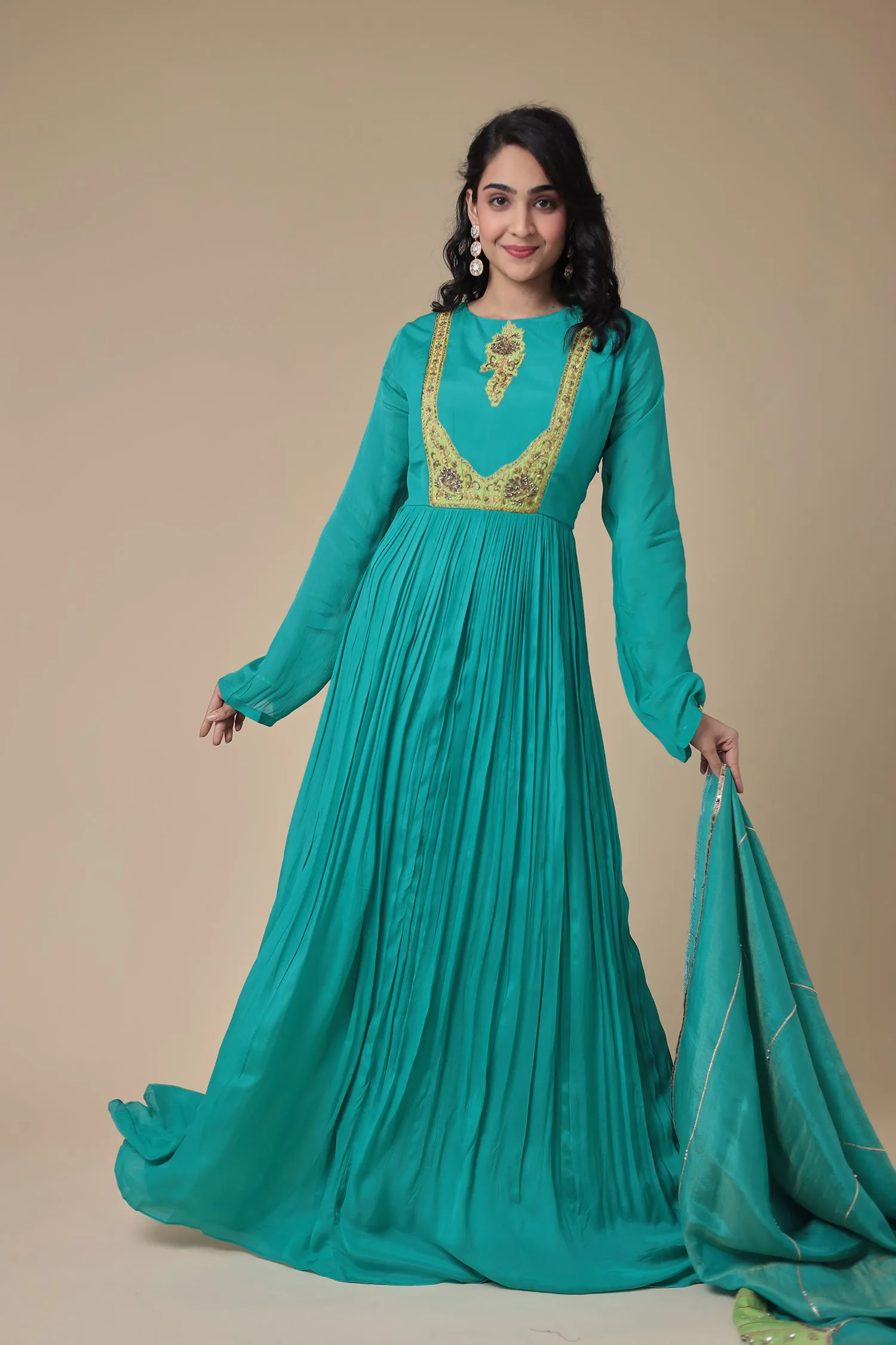 Anarkali Georgette Gown with Embroidered work