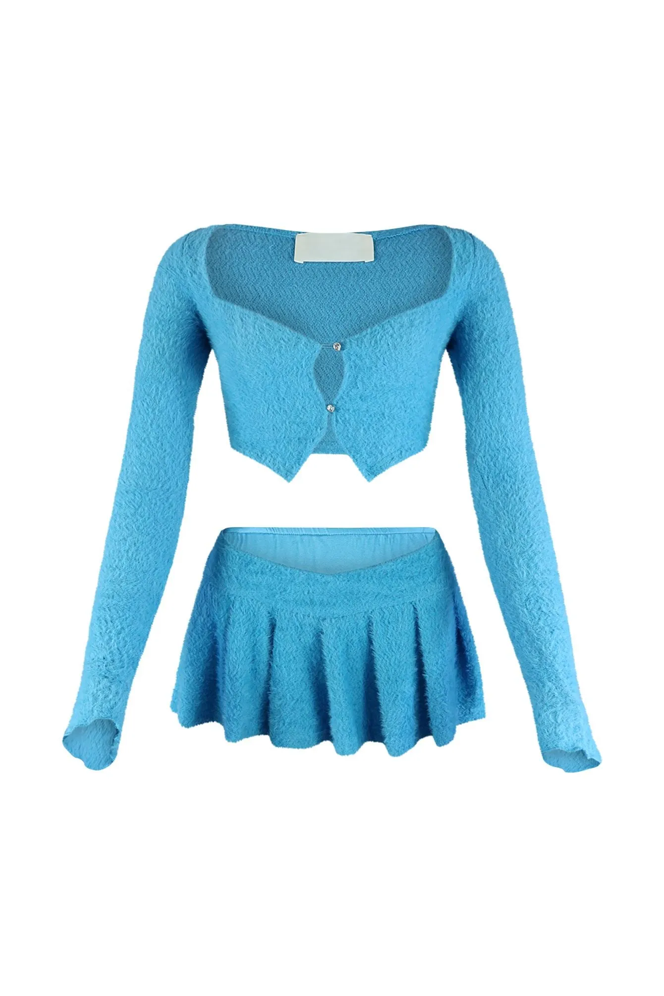 Fuzzy Cardigan Top & Skirt Set - Timeless and Cozy