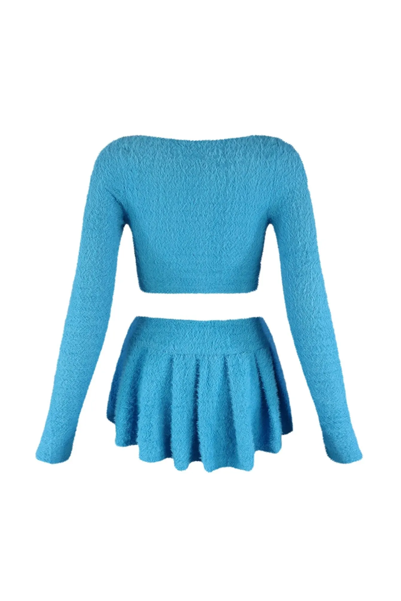 Fuzzy Cardigan Top & Skirt Set - Timeless and Cozy