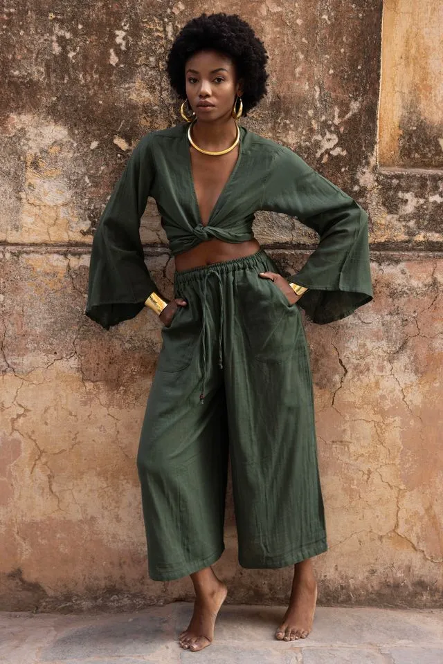 August Oversized Trousers - Khaki Green