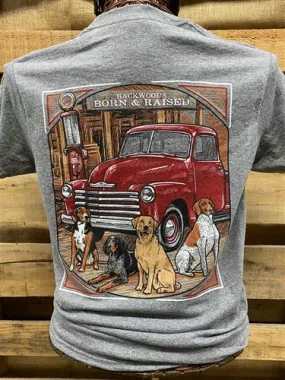 Backwoods Born & Raised Country Truck Lab Dogs Unisex Bright T Shirt