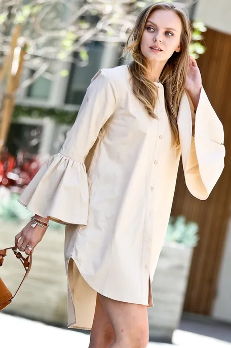 Bell Sleeve Button Down Top