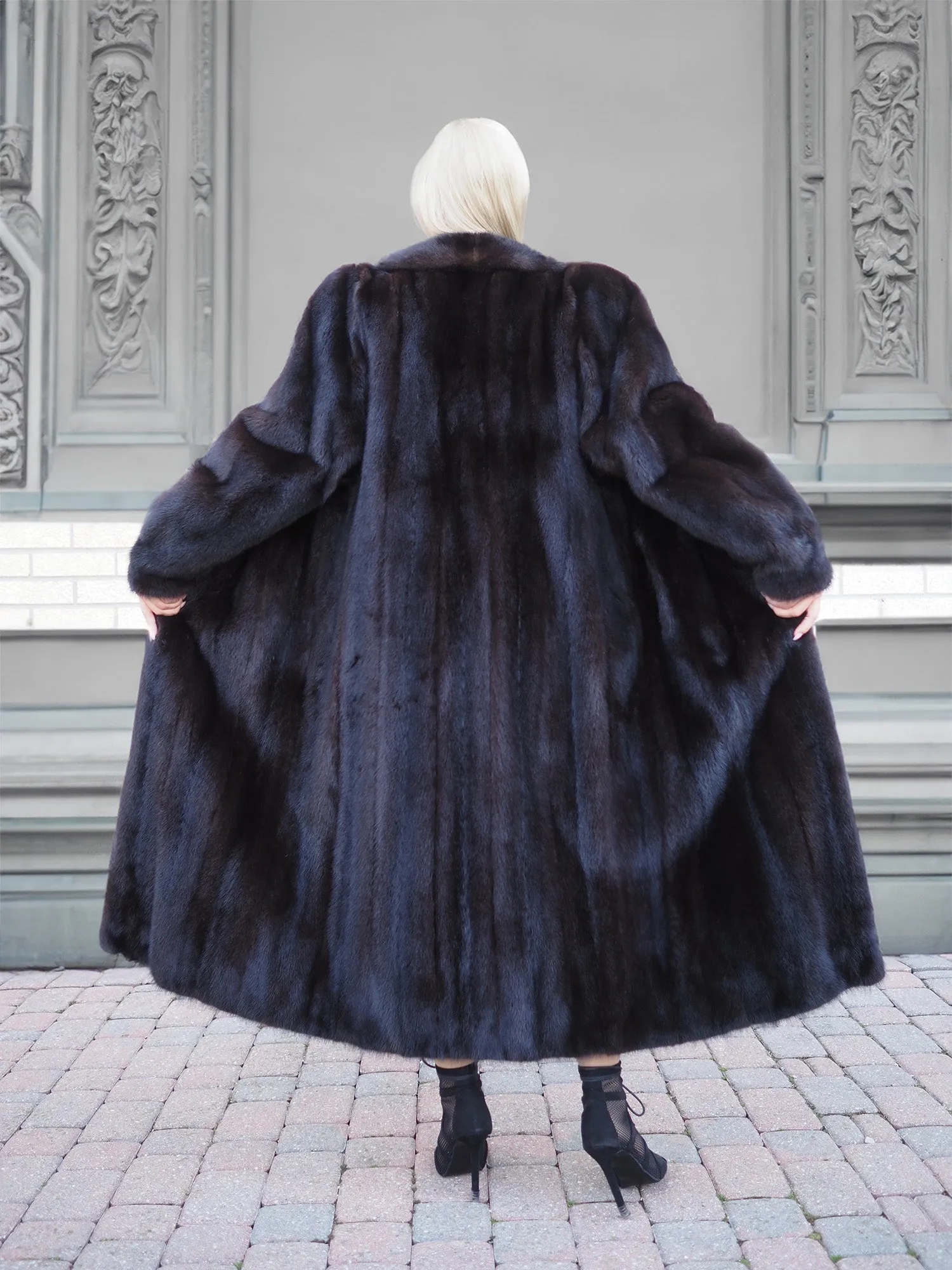 Black Mink Fur Coat Coats M Excellent