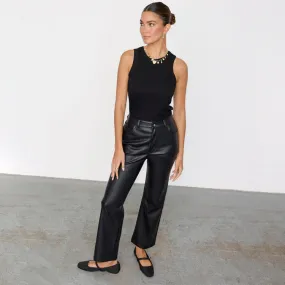 Black Vegan Leather Trouser