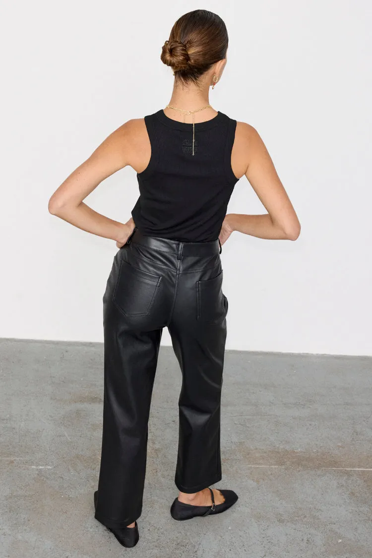 Black Vegan Leather Trouser