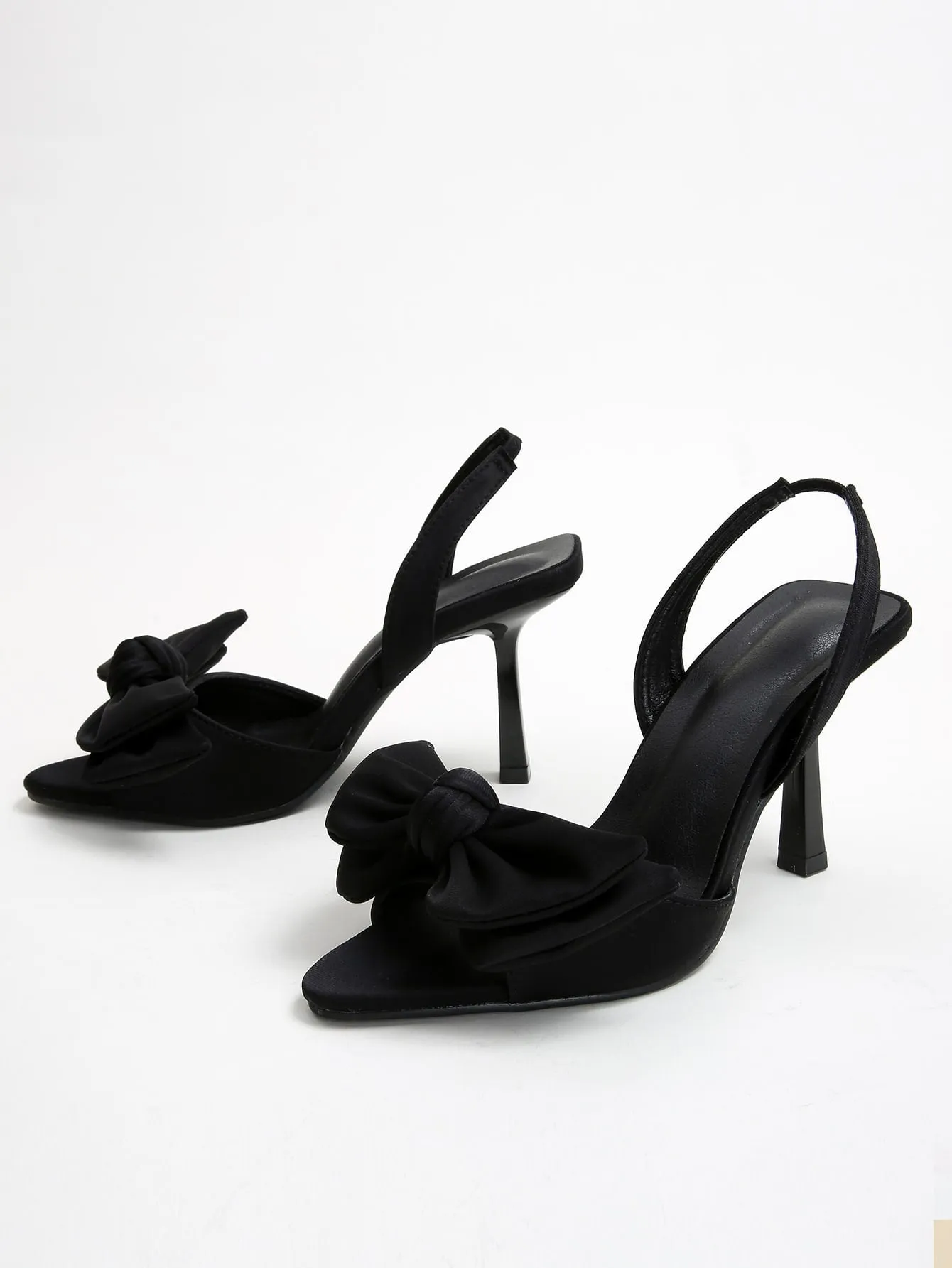 Bow Decor Stiletto Heeled Slingback Sandals