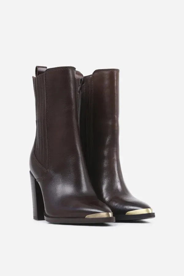 BRONX New Americana Coffee Bean Heeled Ankle Boot