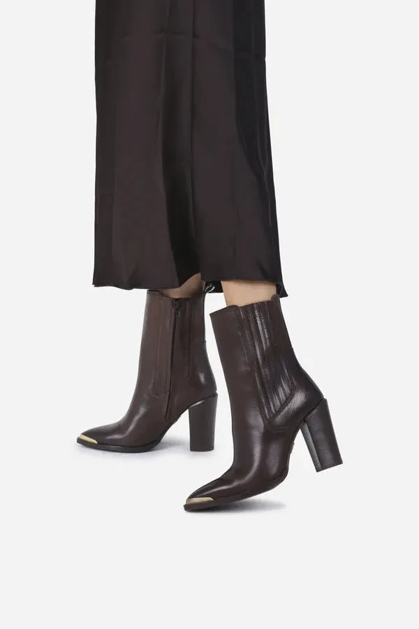 BRONX New Americana Coffee Bean Heeled Ankle Boot