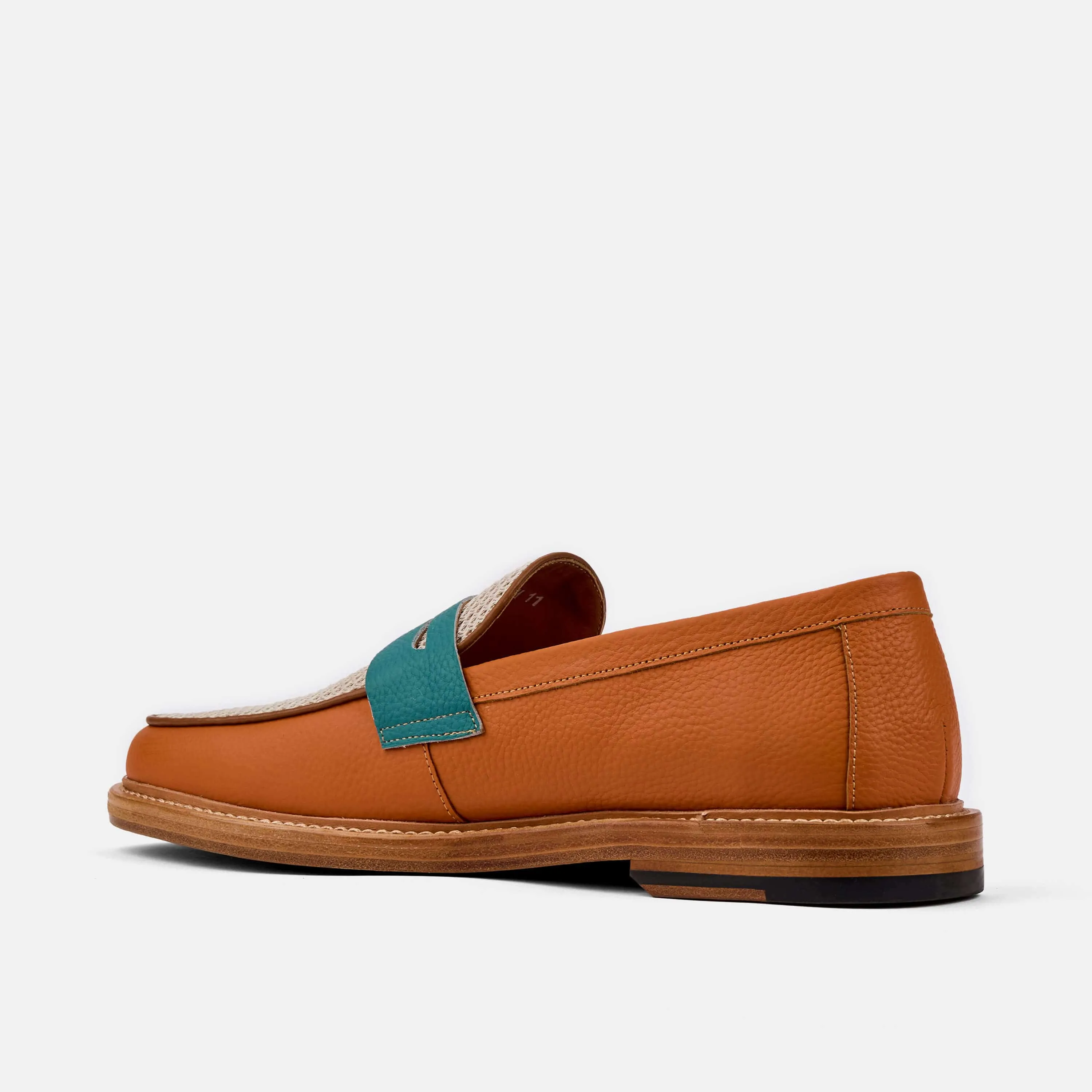 Calum Orange Sea Leather Penny Loafers