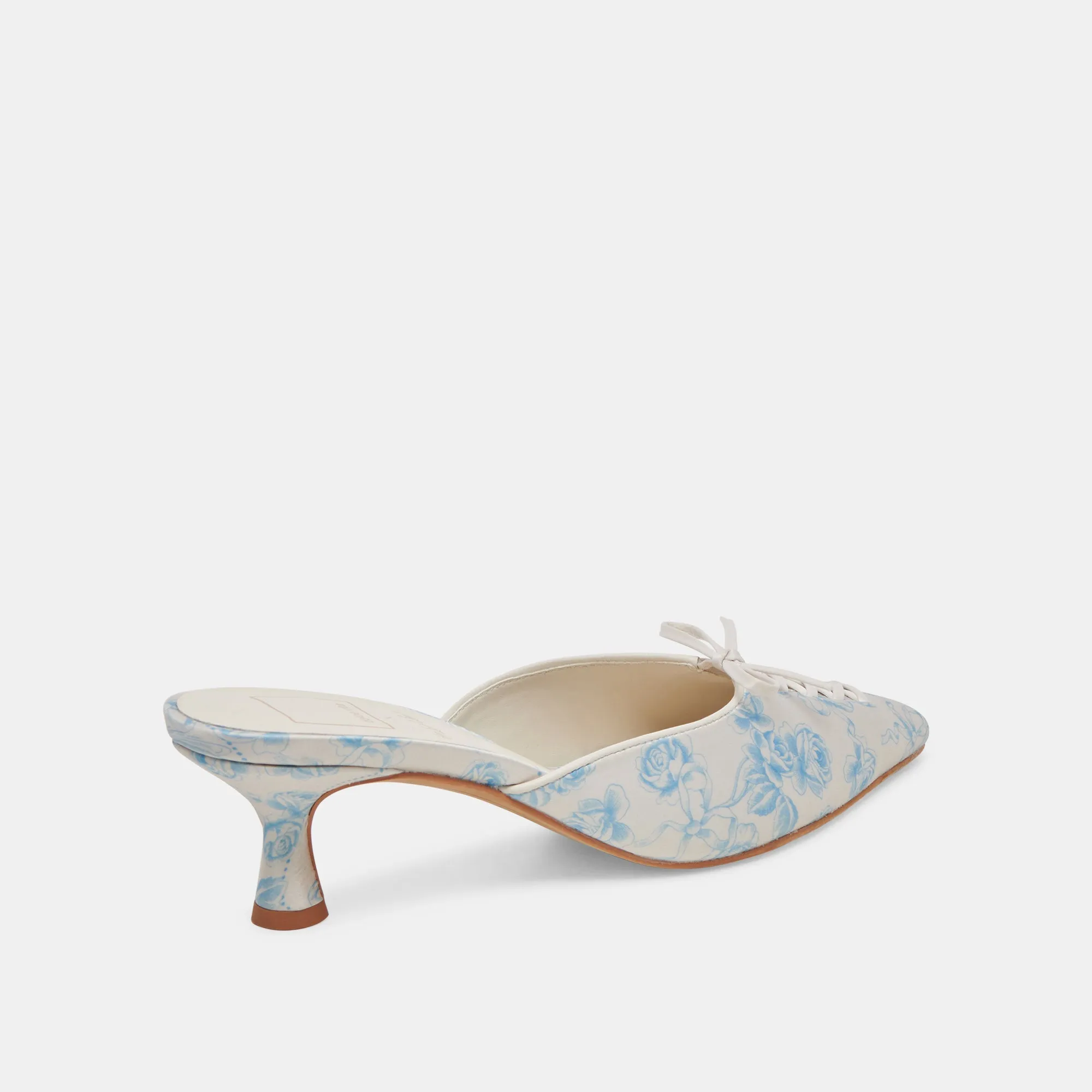 CAMILE WIDE HEELS BLUE FLORAL FABRIC