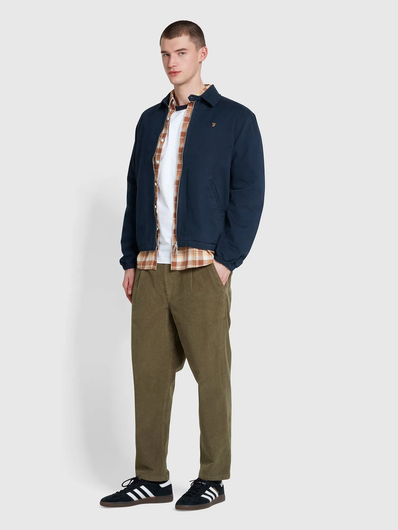 Cane Organic Cotton Harrington Style Jacket In True Navy