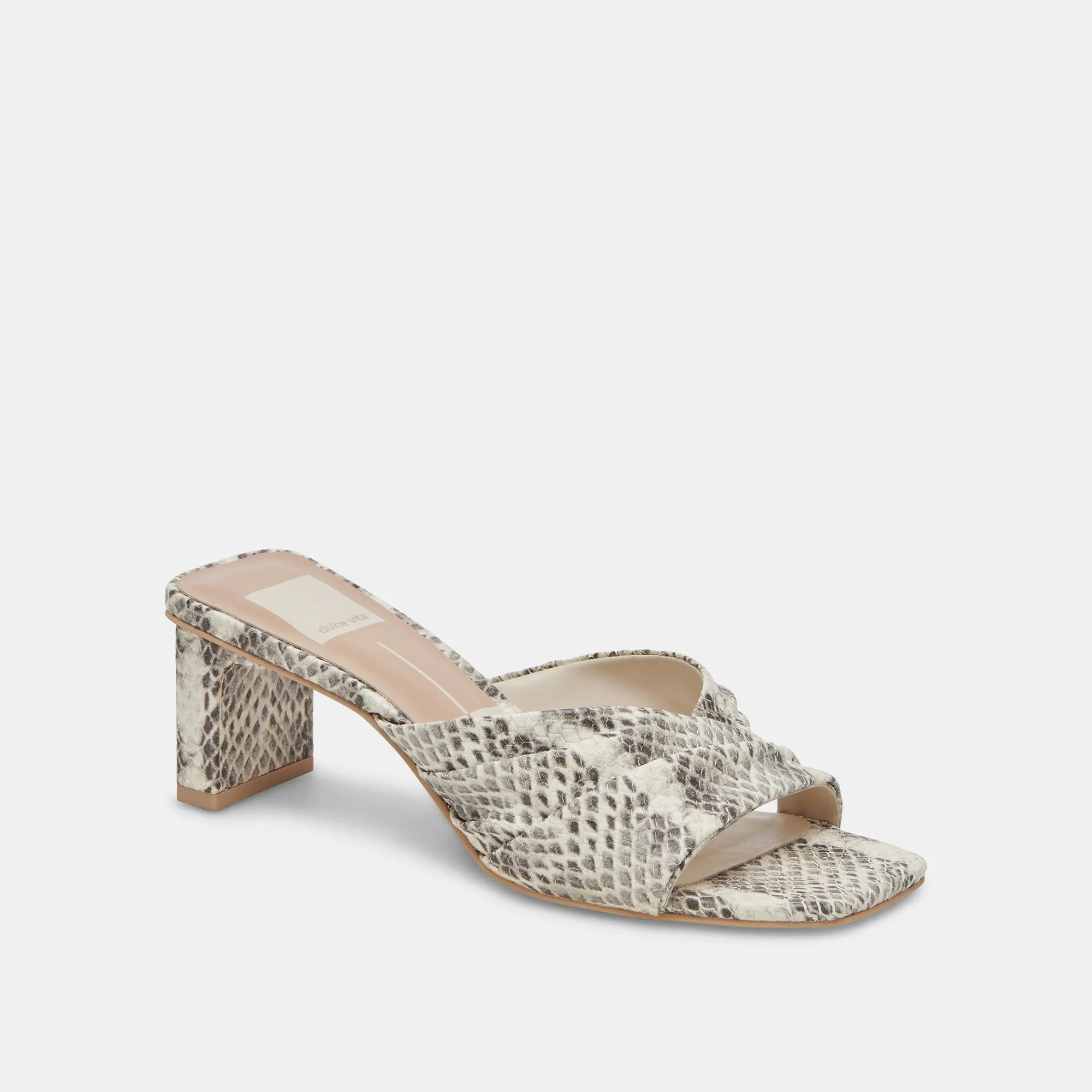 CARLAN HEELS GREY WHITE EMBOSSED SNAKE