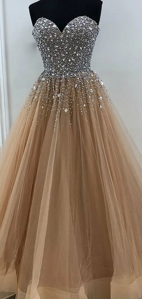 Champagne Gold Prom Dress Long, Evening Dress ,Winter Formal Dress, Pageant Dance Dresses, Graduation School Party Gown, PC0218