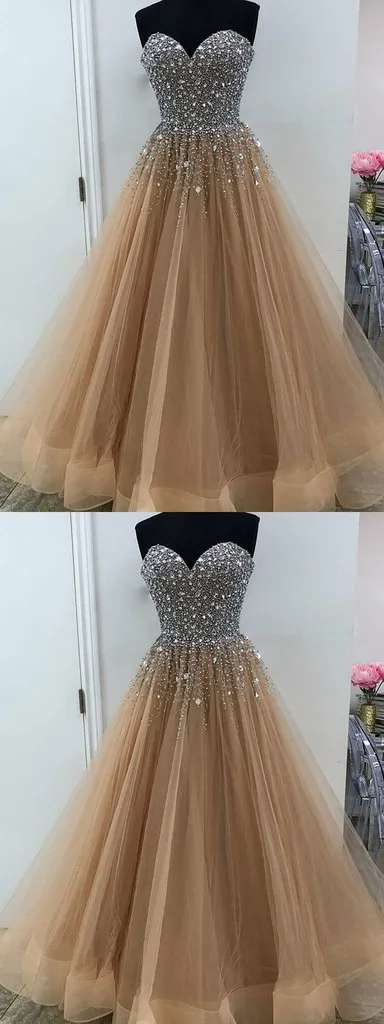 Champagne Gold Prom Dress Long, Evening Dress ,Winter Formal Dress, Pageant Dance Dresses, Graduation School Party Gown, PC0218