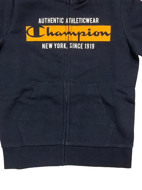 Champion boy's tracksuit in brushed cotton jacket with full zip and trousers with cuff 306180 BS501 NNY blue