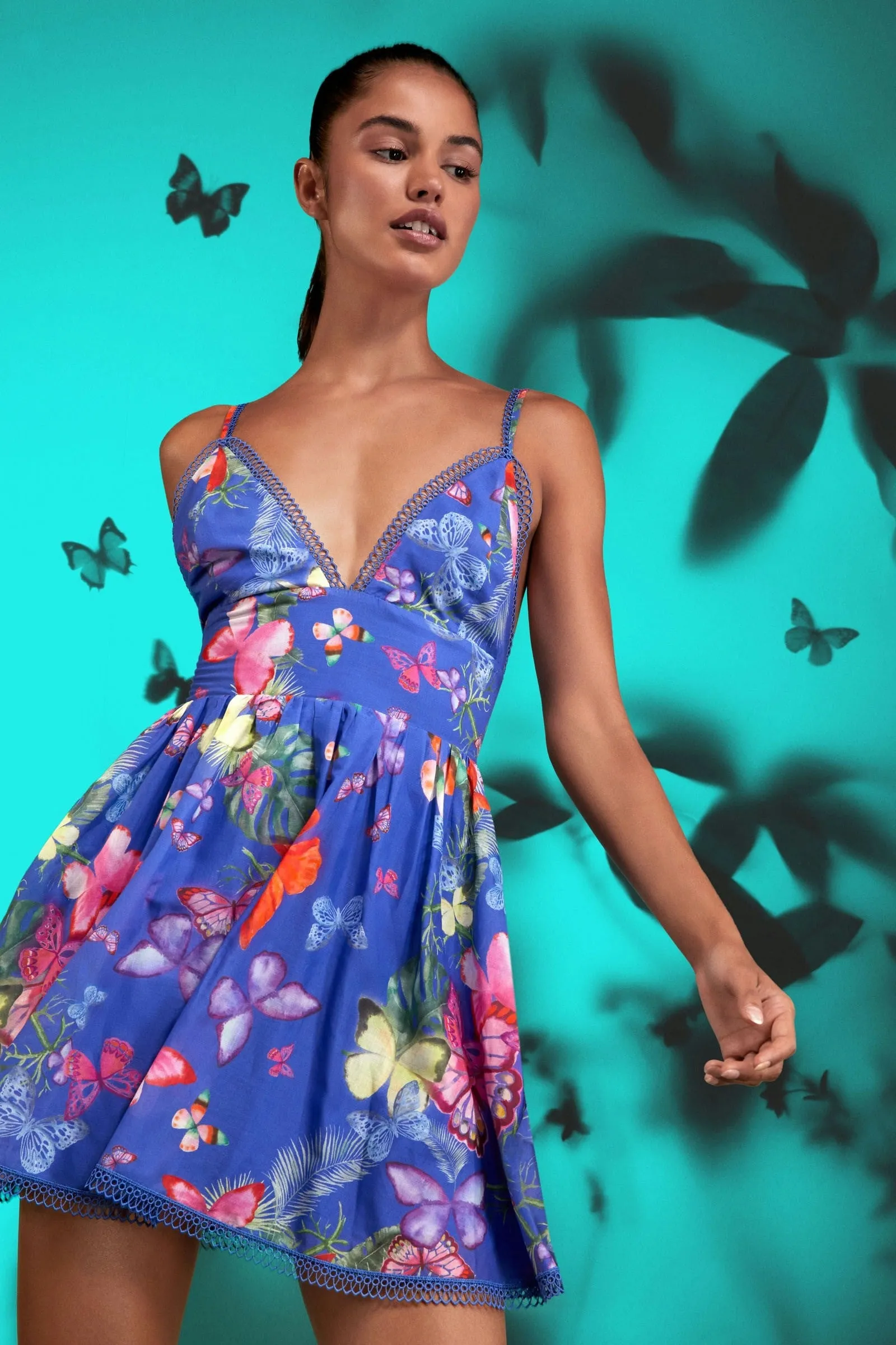 Charo Ruiz Issya Short Dress - Blue Butterfly Print