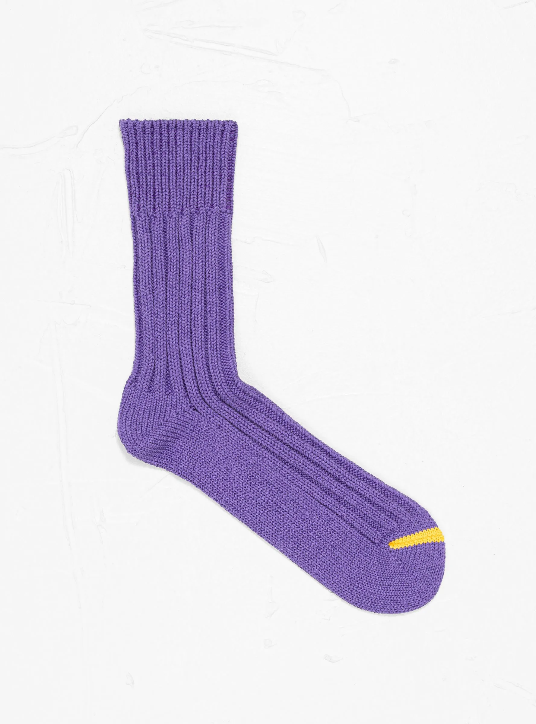 Chunky Ribbed Crew Socks Purple & Yellow