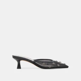 Black Mesh Claire Wide Heel Shoes