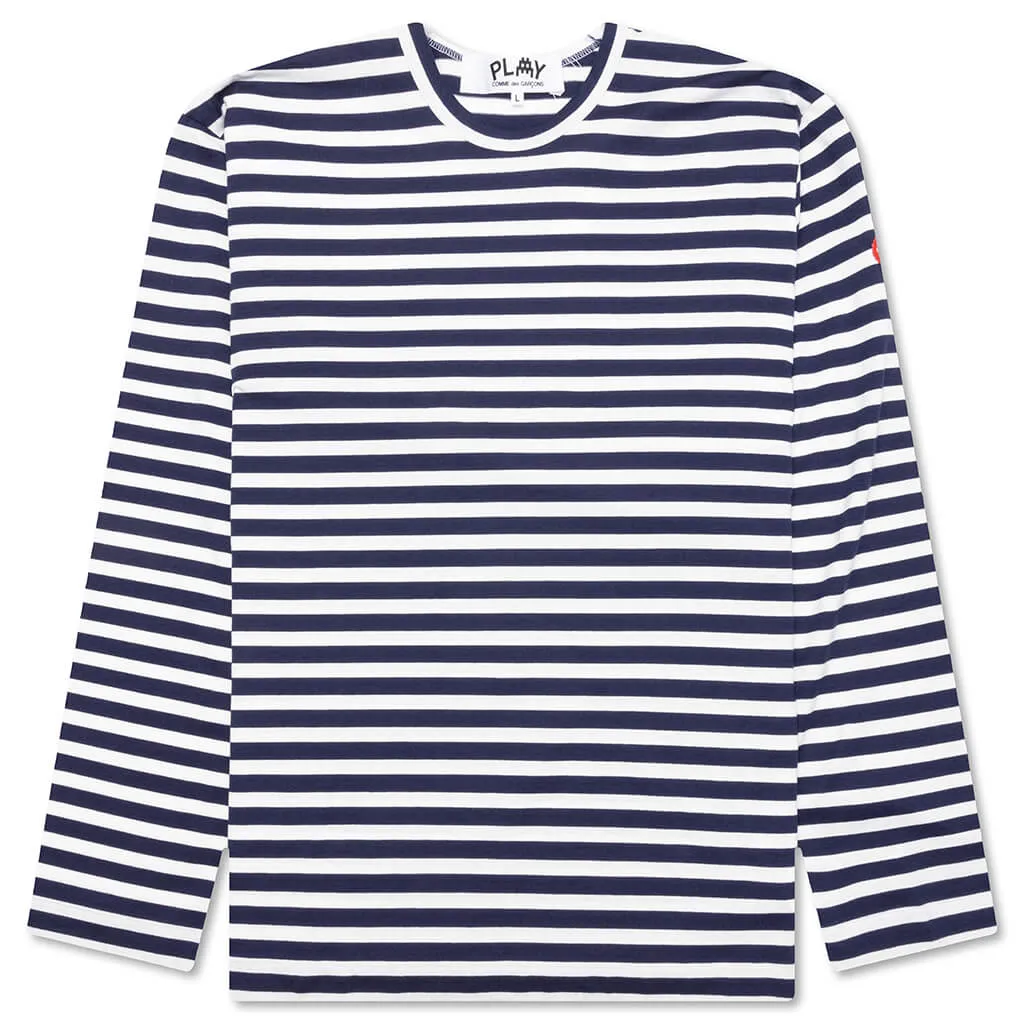 Comme des Garcons PLAY x the Artist Invader Striped L/S Tee - Blue/White