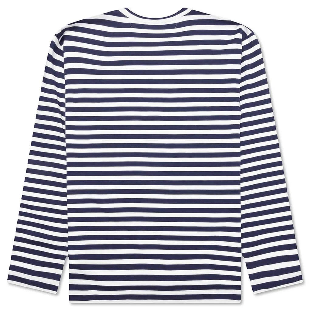 Comme des Garcons PLAY x the Artist Invader Striped L/S Tee - Blue/White