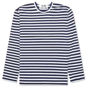 Comme des Garcons PLAY x the Artist Invader Striped L/S Tee - Blue/White