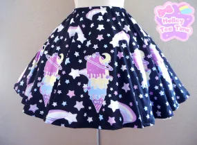 Cosmic Ice Cream Black Skater Skirt [Made To Order]