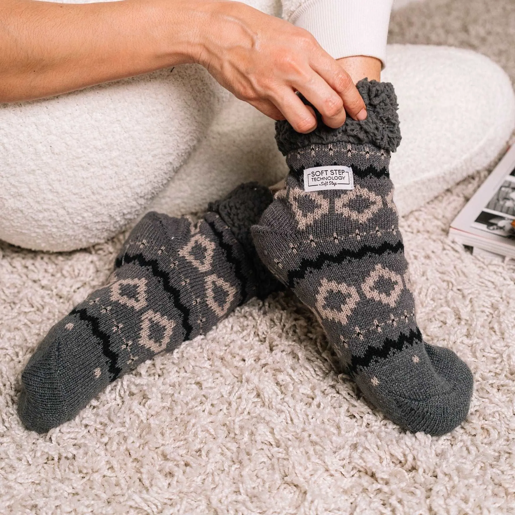 Cozy Grey Jacquard Sock, Stl One Size 36-41 (Vuxna)