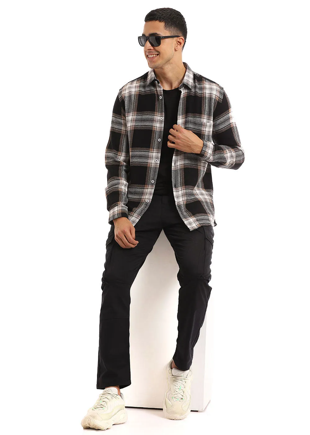 Dobby Grease Checked Shirt