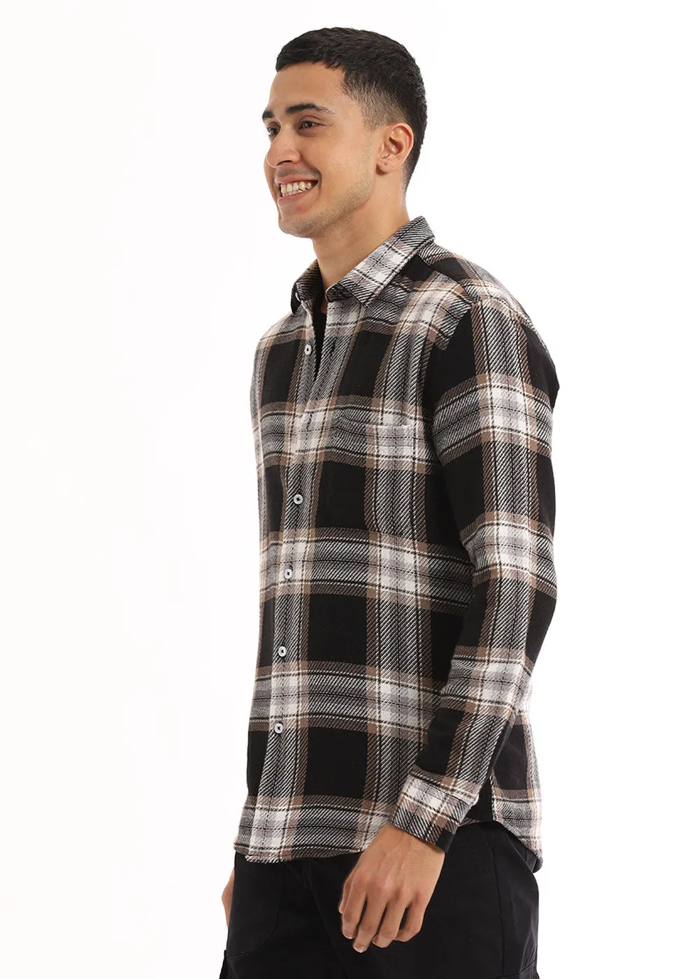 Dobby Grease Checked Shirt