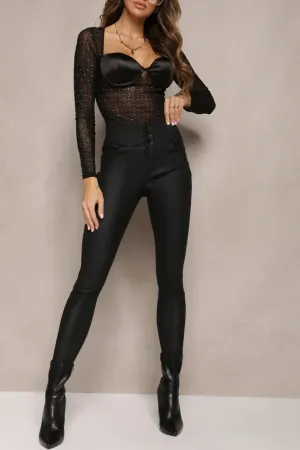 Elena Black Wax High Waist Jeans