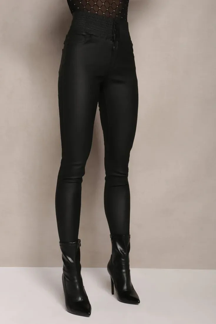 Elena Black Wax High Waist Jeans