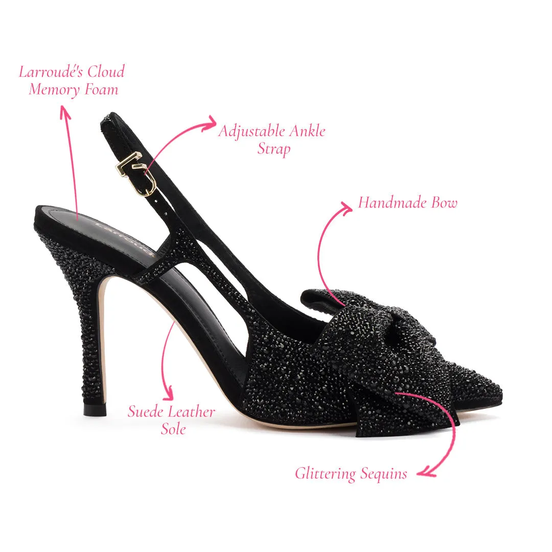 Elle Crystal Pump In Black Suede