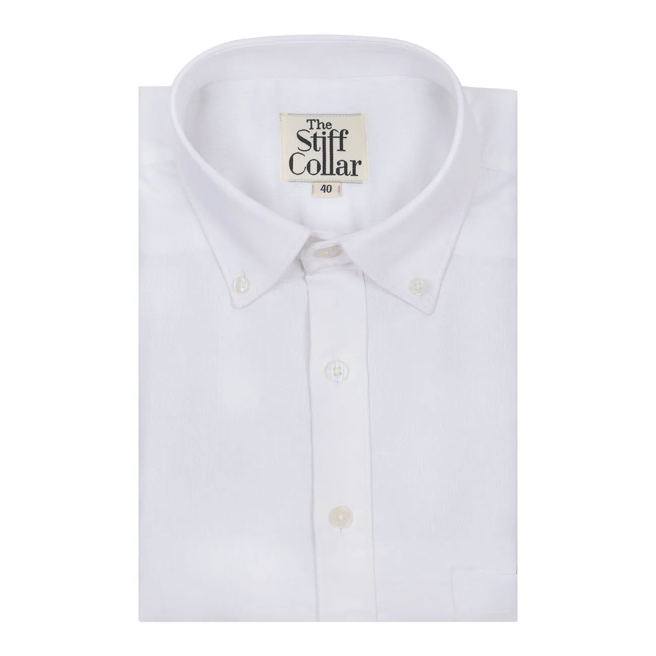 Elvis White Herringbone Button Down 2 Ply Premium Giza Cotton Shirt