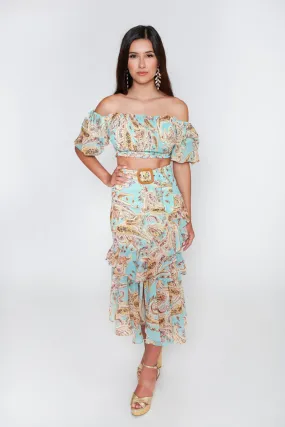 Stylish Evelyn Paisley 2-Piece Skirt Set for Women