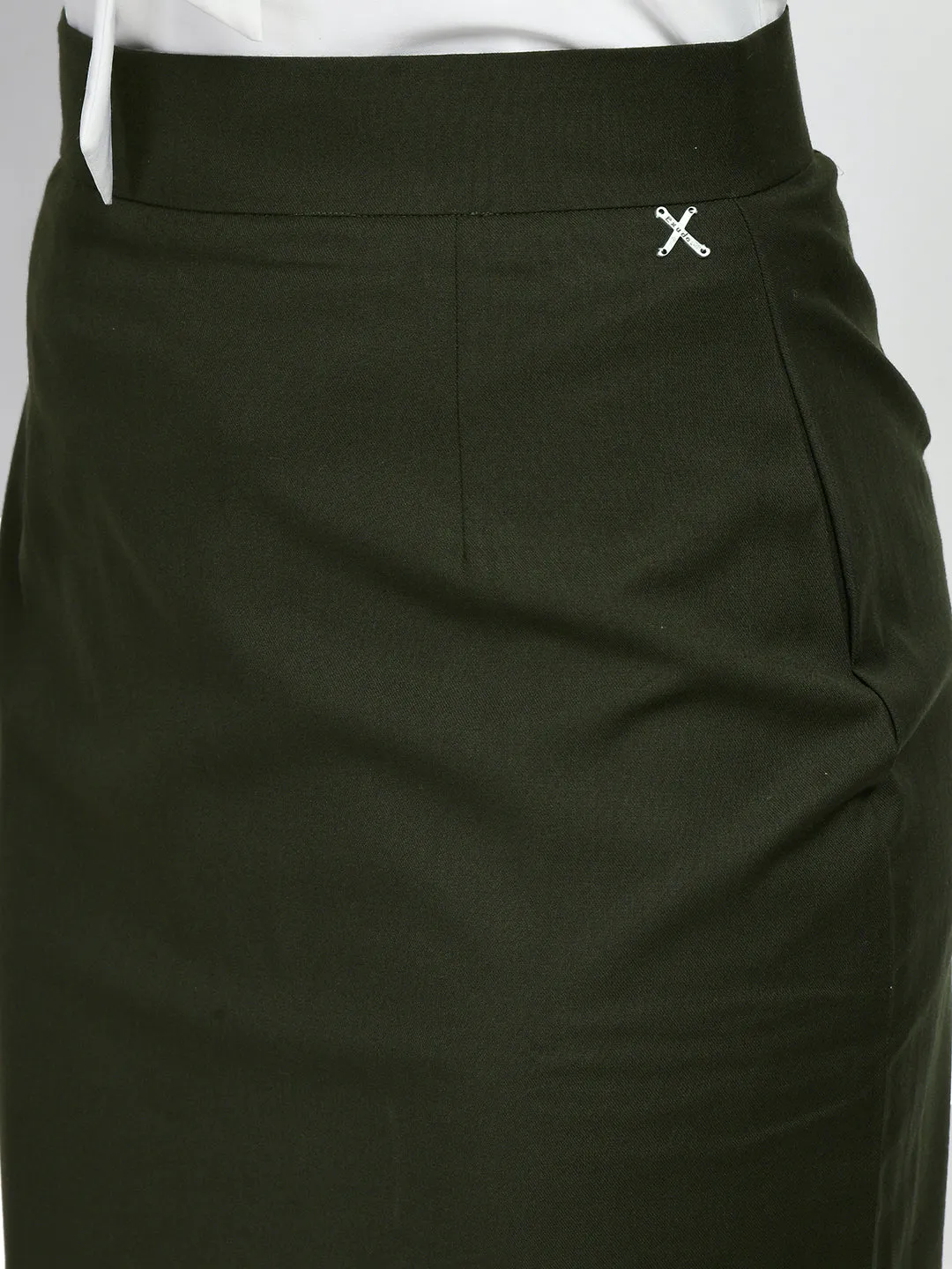 Exude Integrity Solid Pencil Skirt (Olive)