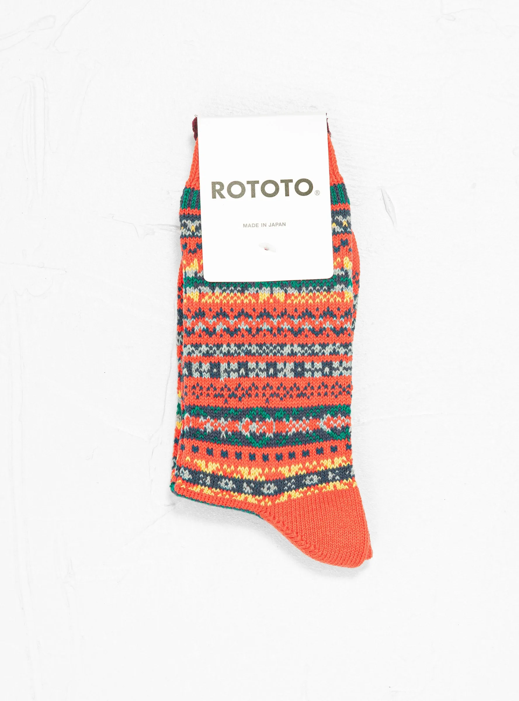 Fairisle Jacquard Crew Socks Red