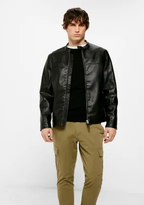 Faux leather biker jacket - Black