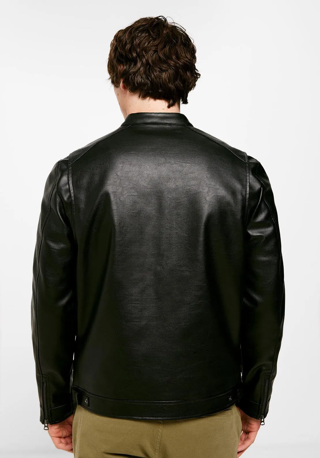 Faux leather biker jacket - Black