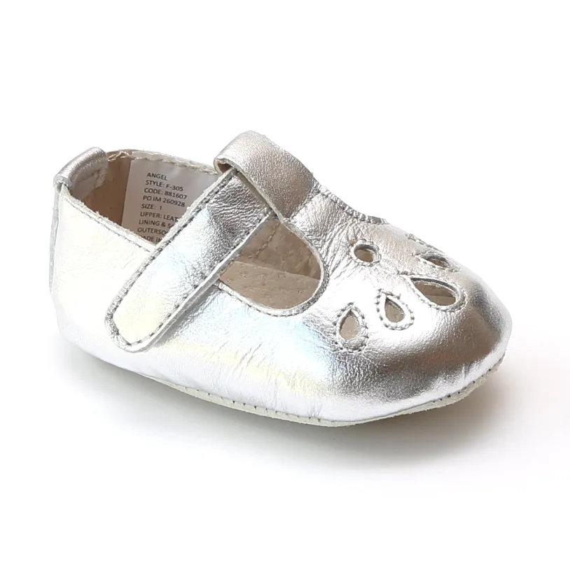 FINAL SALE - Angel Baby Girls Teardrop T-Strap Crib Mary Jane