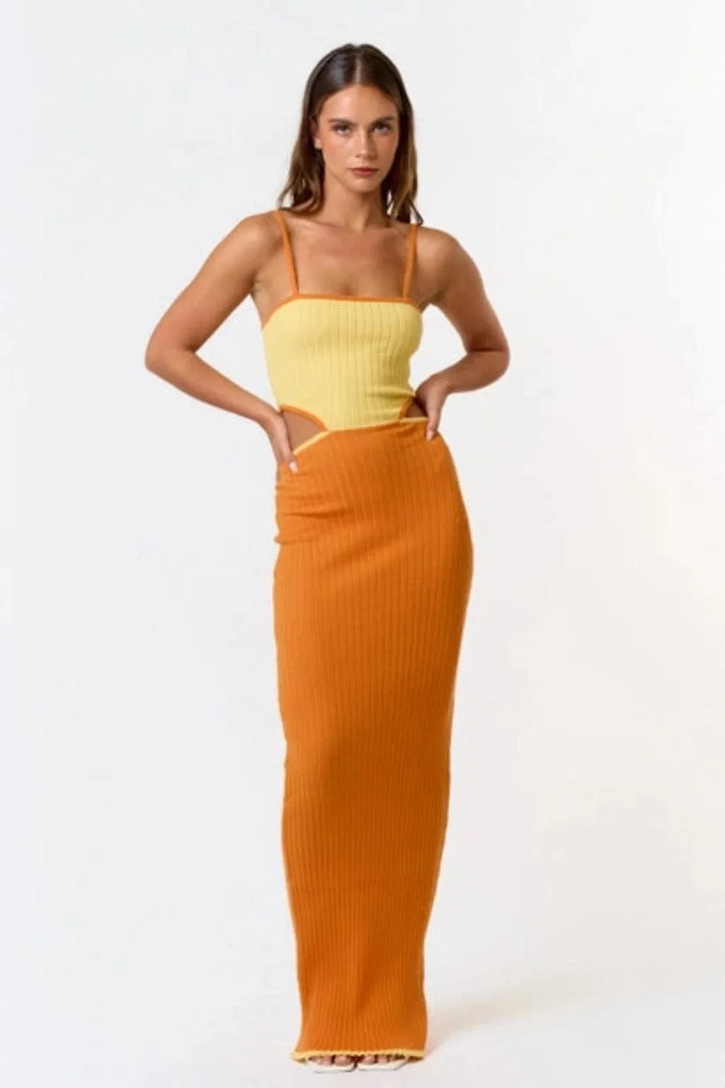 Forward Sweater Maxi Dress-Orange