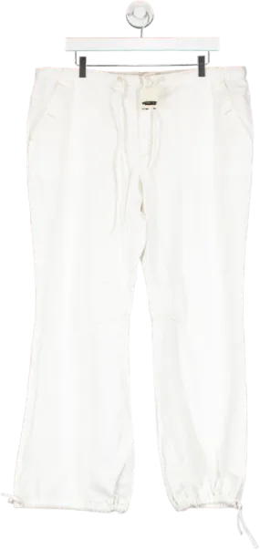 Free People Cream Cotton Tomboy Trousers UK XL