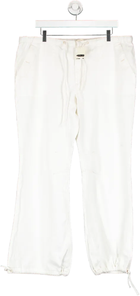 Free People Cream Cotton Tomboy Trousers UK XL