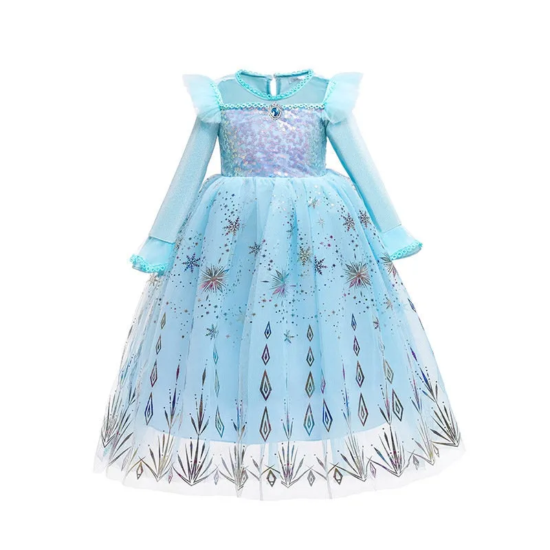 Frozen Elsa Inspired Princess Girls Cosplay Costume