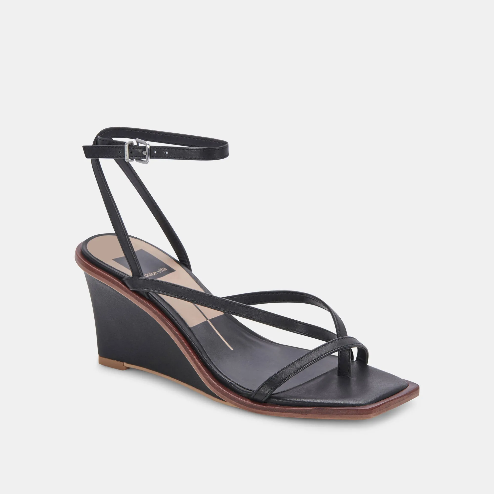 GEMINI WEDGES BLACK LEATHER